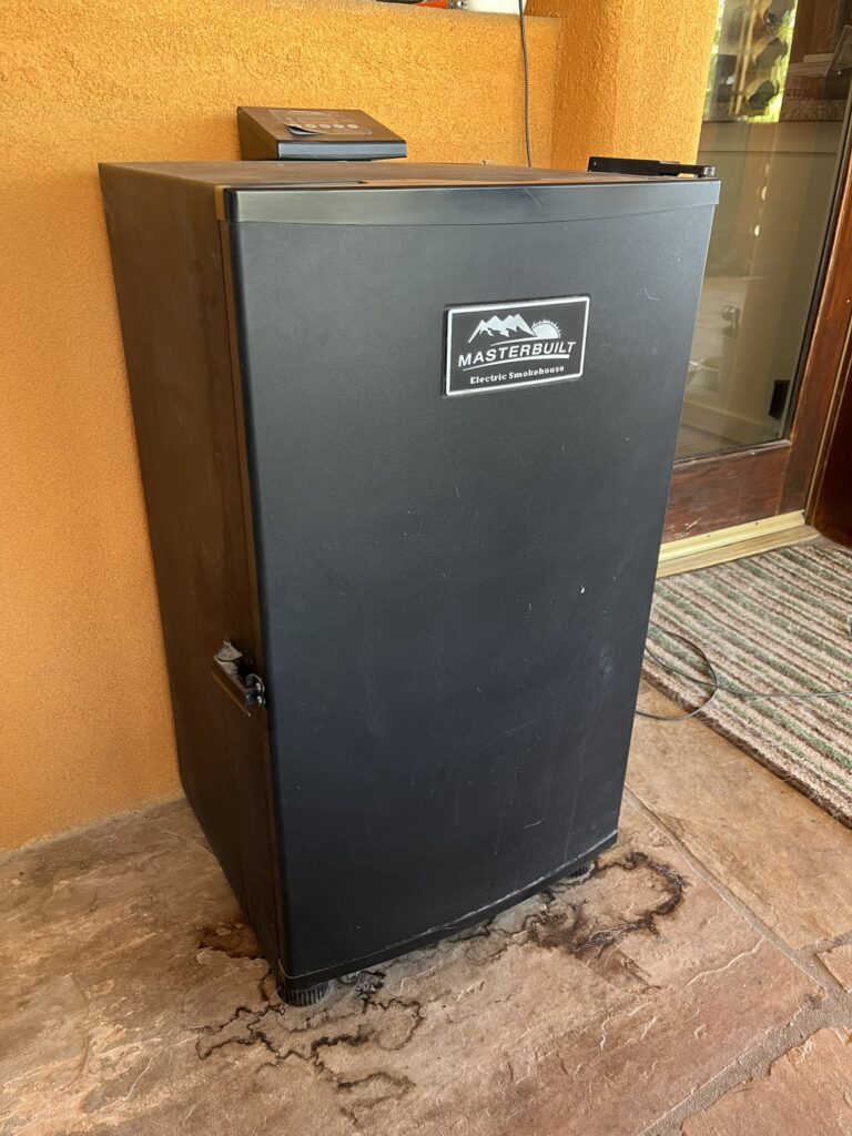 photo of my well-used Masterbuilt electric smoker