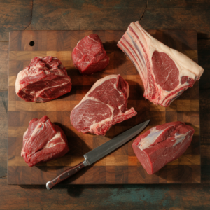 photo of several cuts of uncooked beef