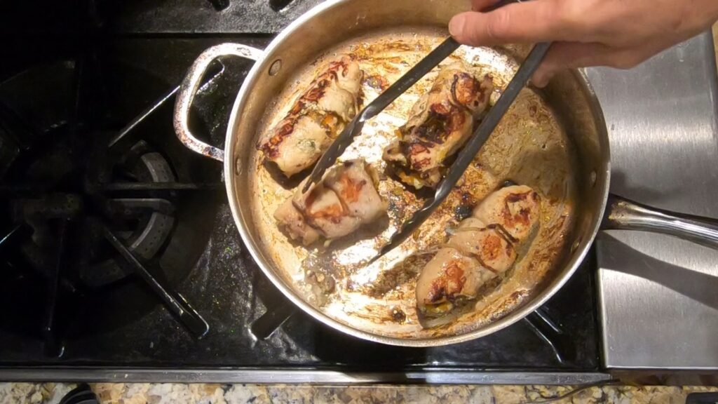 browning chicken roulade rollups