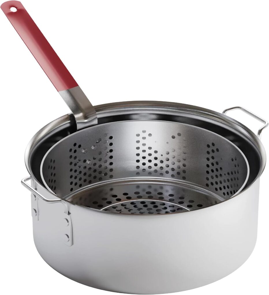deep frying pot with basket with handle