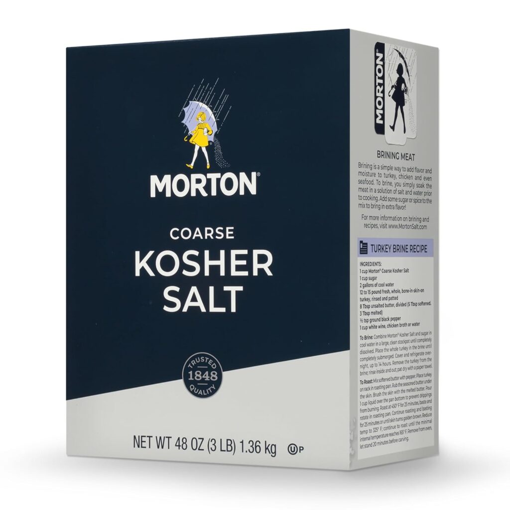 photo of a box of Morton brand coarse Kosher salt