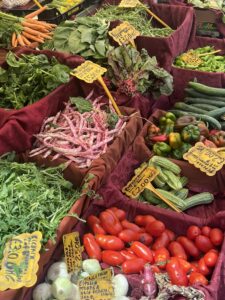 fresh fruits and vegetables at an otdoor market