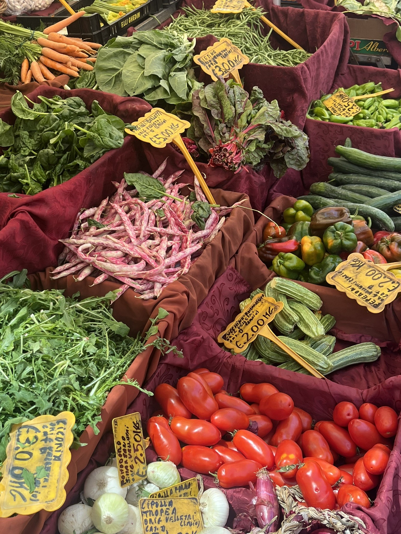 fresh fruits and vegetables at an otdoor market