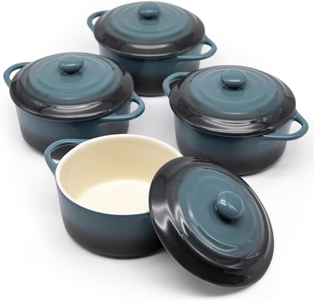 four cocottes with lids