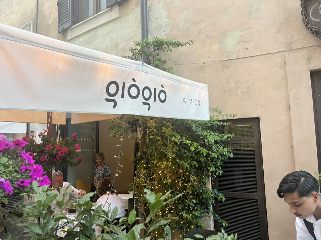 sign for Gio Gio a Monti restaurant in Rome Italy