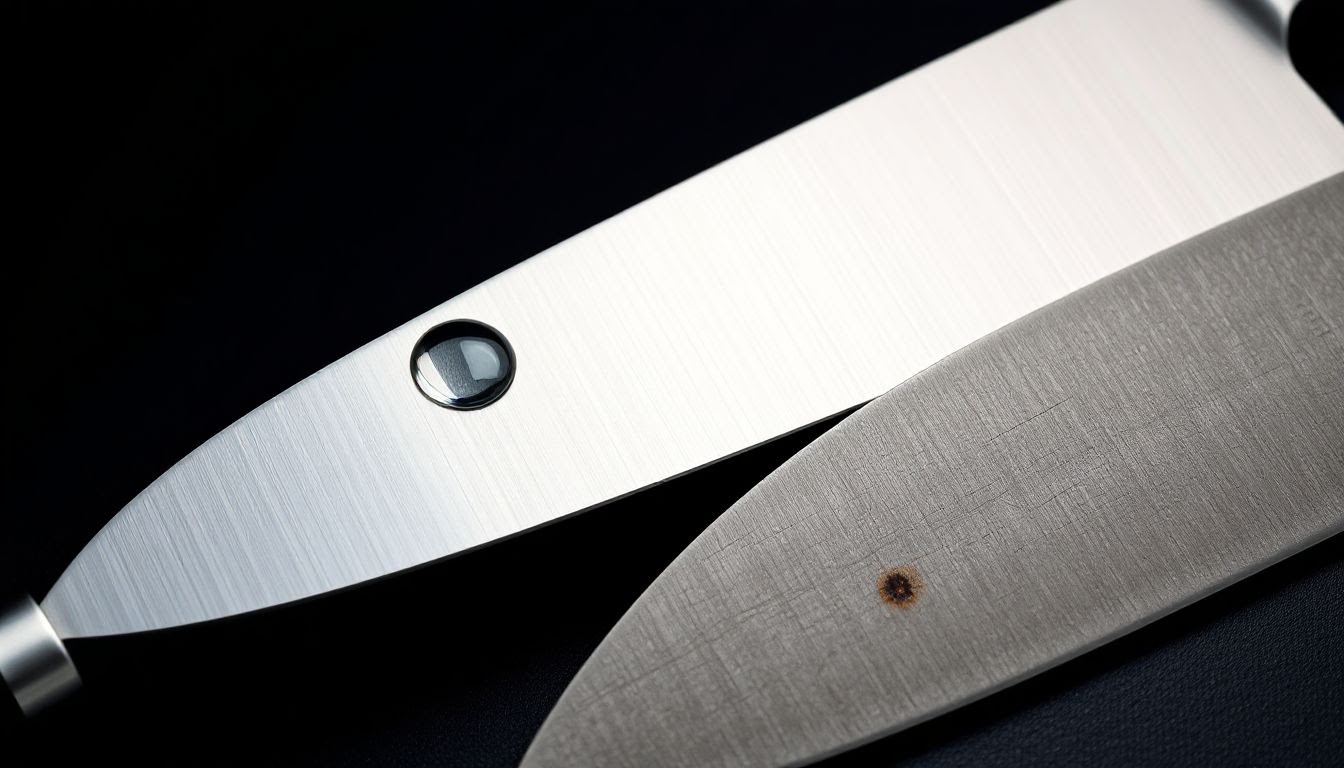 photo of the blades of two chef's knives