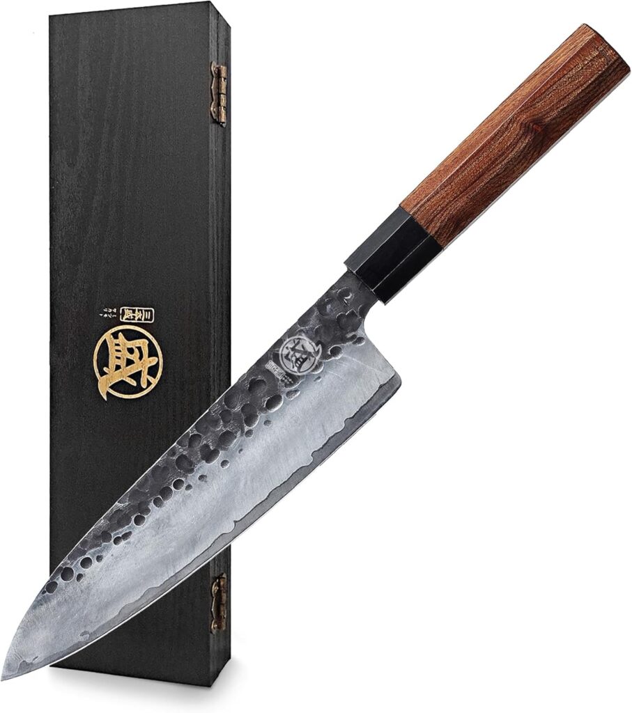 Mistumoto Sakari brand Gyuto chef's knife with Rosewood handle and box