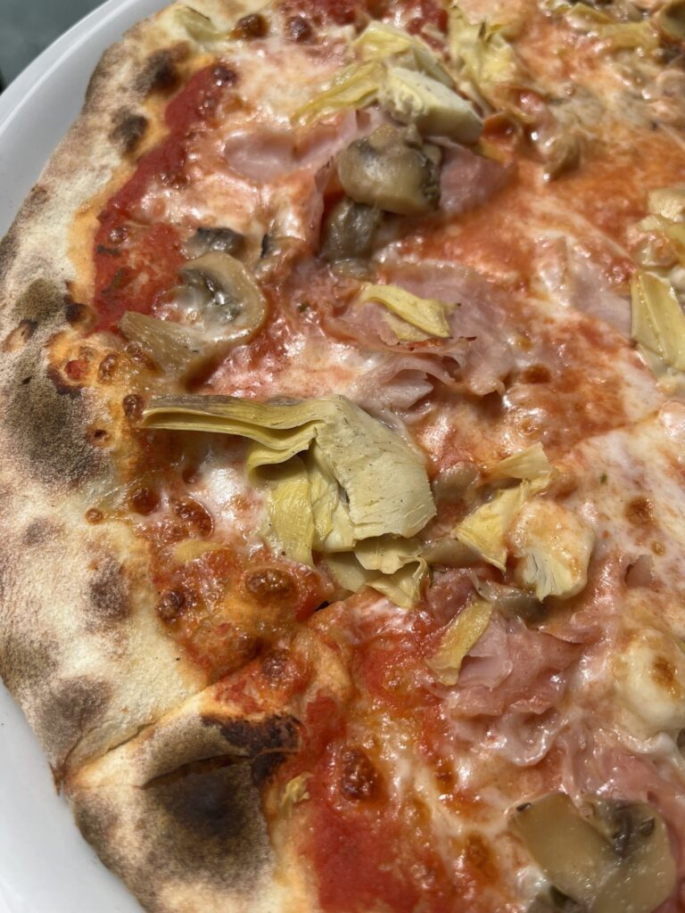 closeup of a pizza
