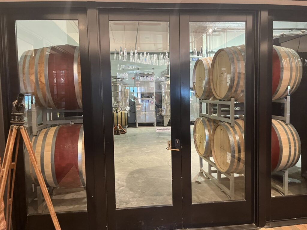 wine barrels at Brick Barn Wine Estate Santa Barbara California