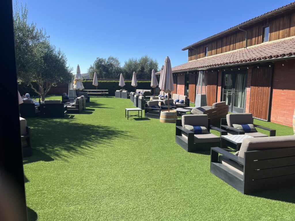 outdoor wine tasting area at Brick Barn Wine Estate Santa Barbara California