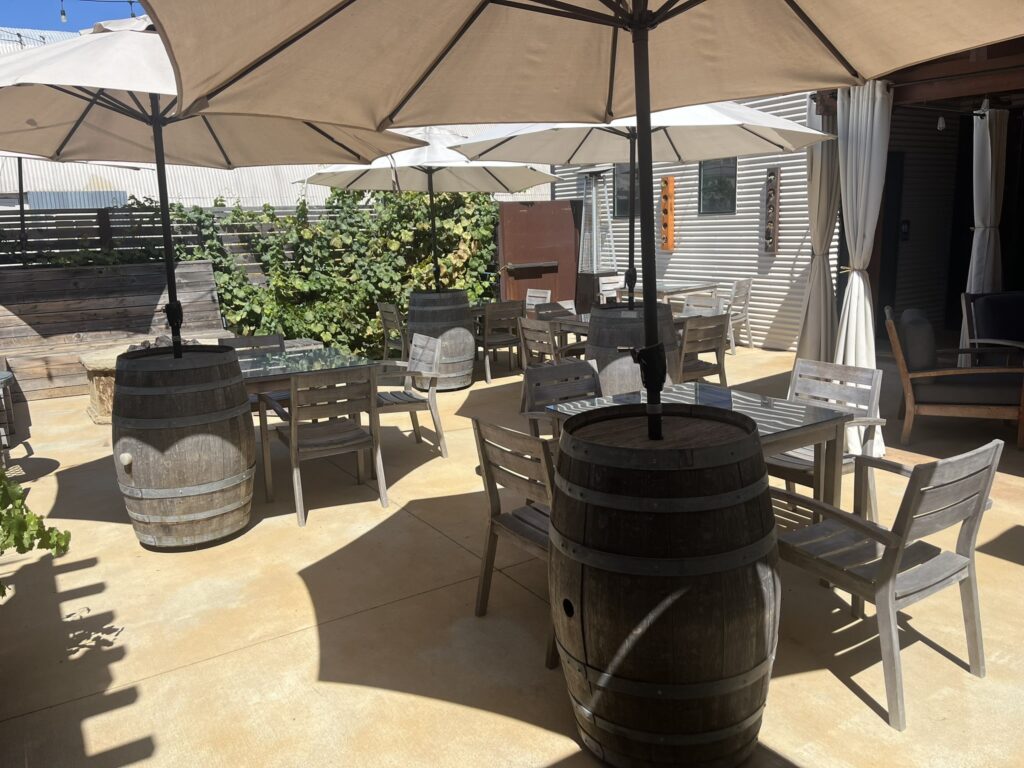 outdoor tasting area of Carr Winery Santa Barbara California