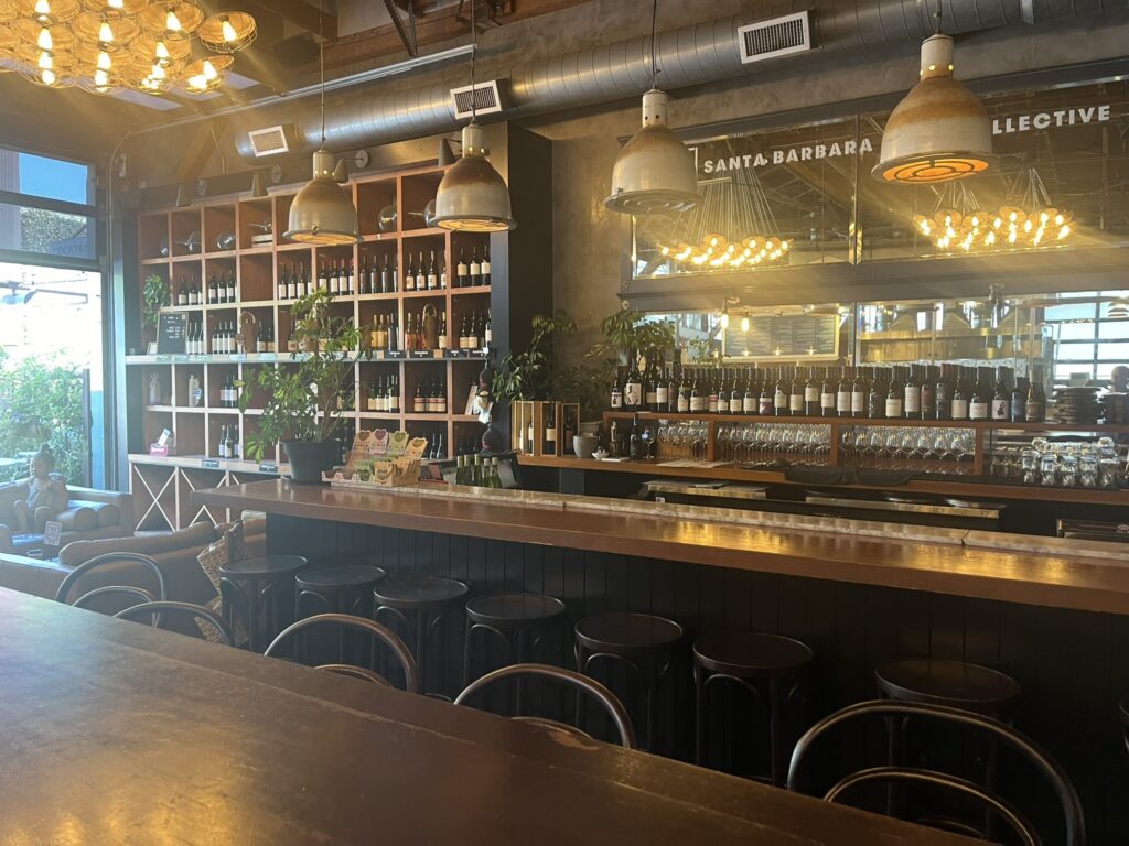 wine tasting area of Santa Barbara Wine Collective at Helena Avenue Bakery Santa Barbara California