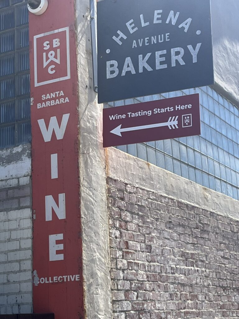 sign for Helena Avenue Bakery  and Santa Barbara Wine Collective Santa Barbara California