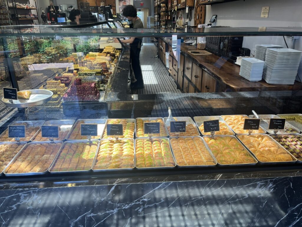 selection of baklava at Lokum Turkish Delight shop Barbara California