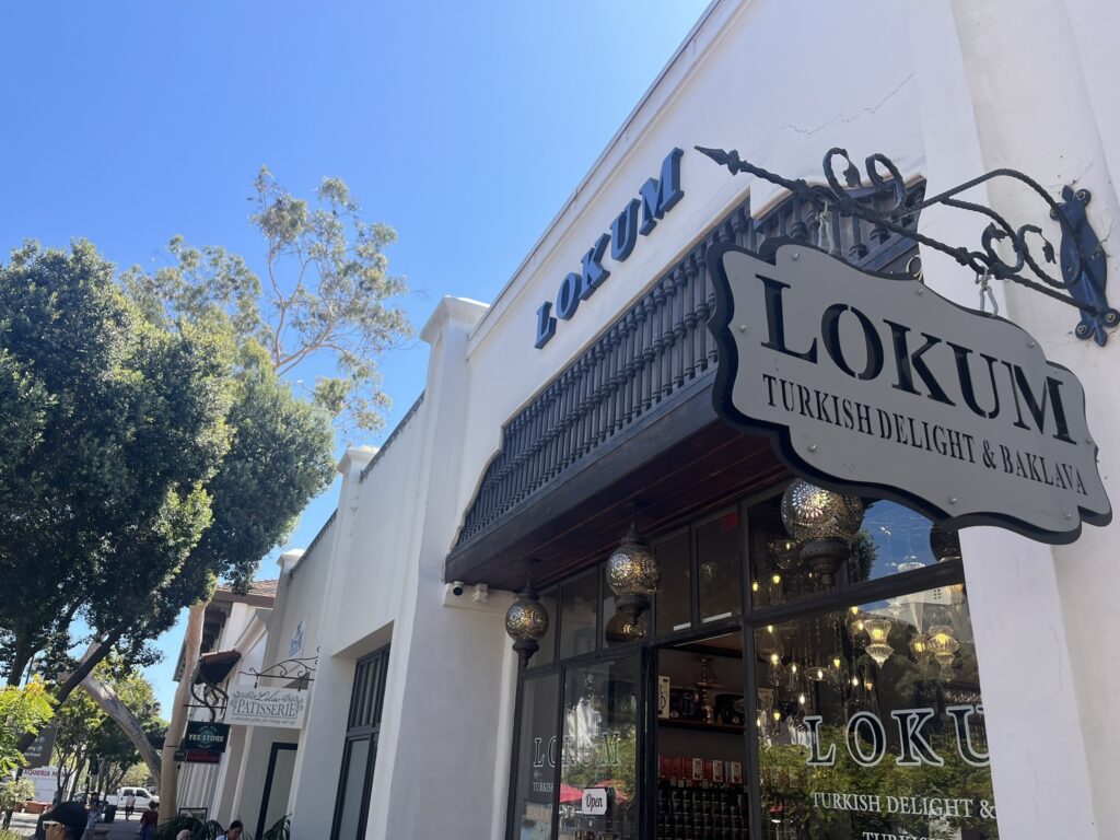 sign for Lokum Turkish Delight shop Barbara California