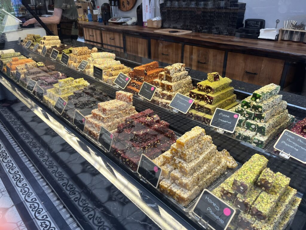 colorful selection of turkish delight at Lokum Turkish Delight shop Barbara California