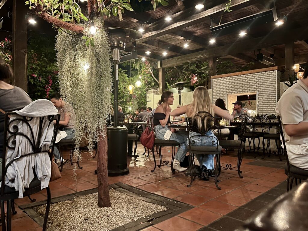 outdoor garden and dining at Loquita Santa Barbara California