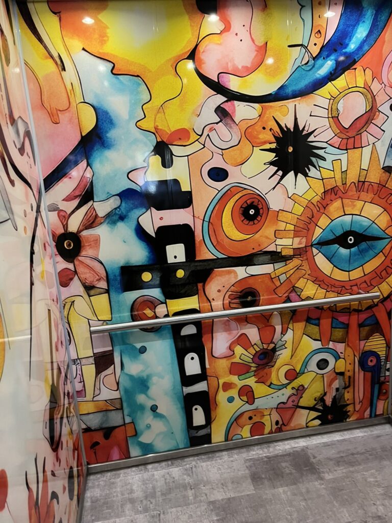 elevator of Moxy Hotel Santa Barbara California