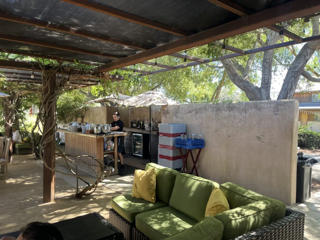outdoor wine tasting area at Roblar Winery Santa Barbara California