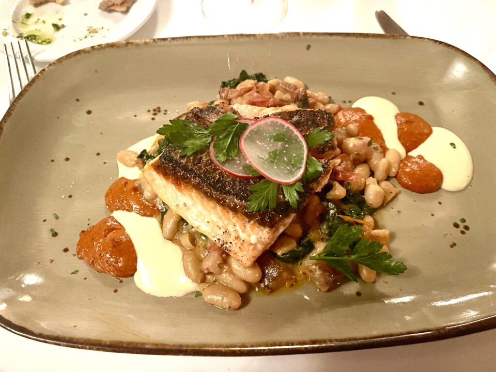 crispy skin salmon at Toma Restaurant Santa Barbara California