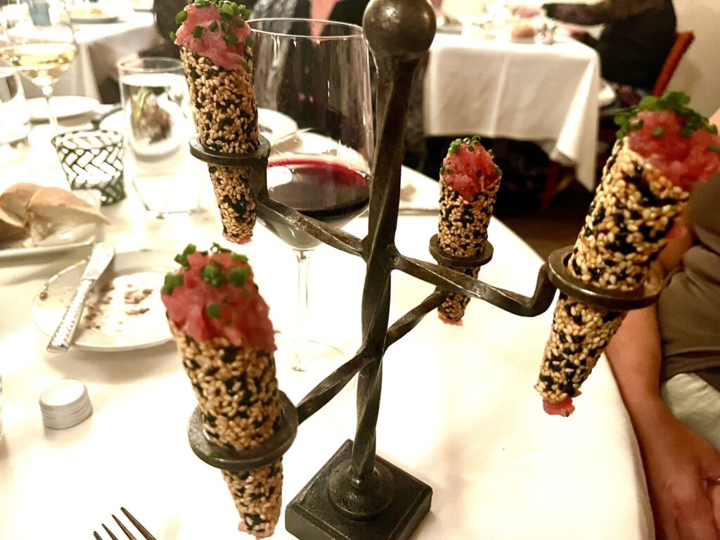 tuna cones at Toma Restaurant Santa Barbara California