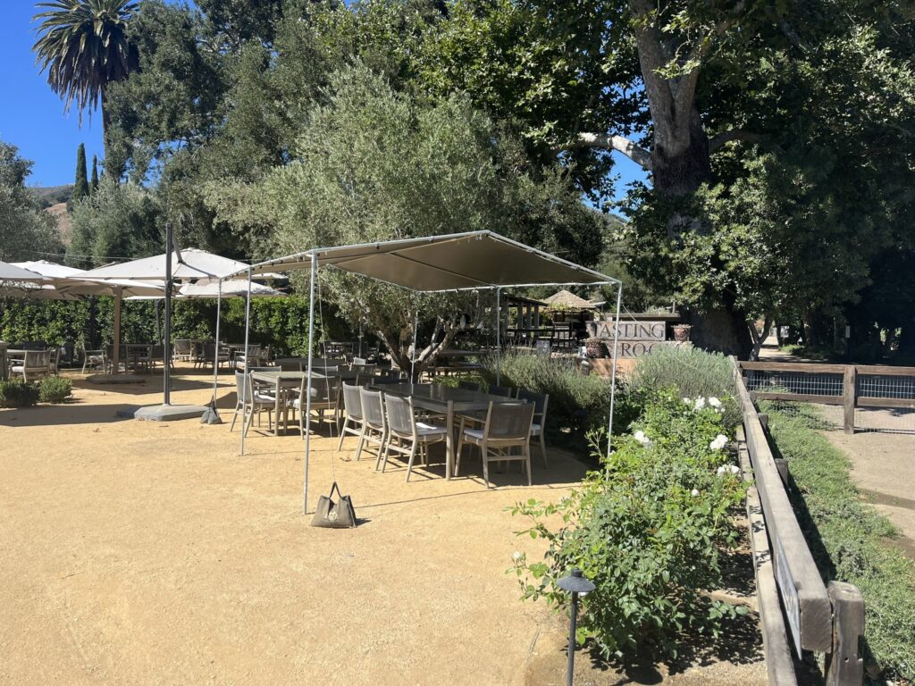 wine tasting area at Vega Vineyard and Farm Santa Barbara California