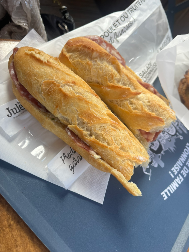 Baguette sandwich at Boulangerie Chez Jules St Paul Lyon France