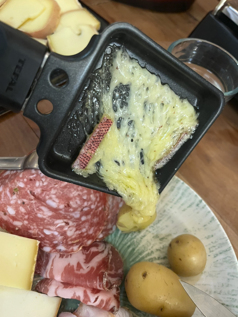 raclette at Chez Stéphane & Janique marchands de vins et de fromages in L'Isle-sur-la-Sorgue, France