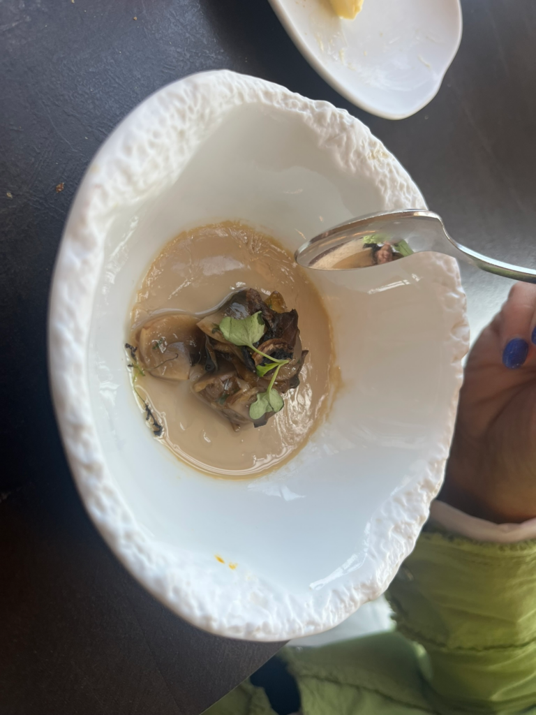 Steamed hake with cepes at Bulle - Restaurant de Fourvière Lyon France
