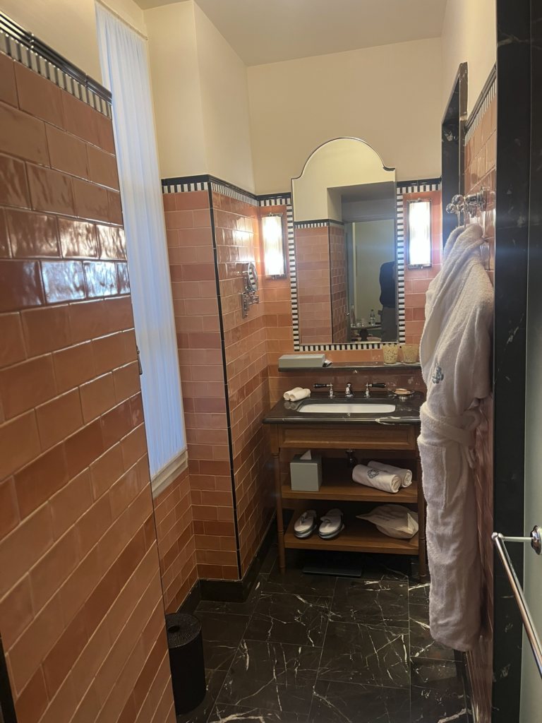 bathroom of a guest room of the Hôtel Le Grand Mazarin Paris France