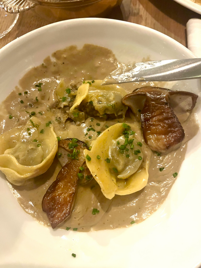 tortellini with cepes (porcini mushrooms) at Le Bon Georges restaurant Paris France