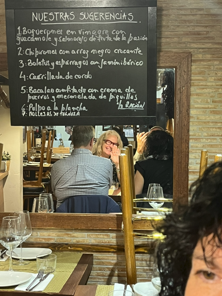 specials board at El Tapeo de Cervantes restaurant in Malaga Spain