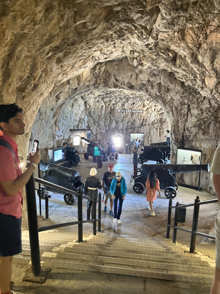The Great Siege Tunnels with cannons on The Rock of Gibraltar