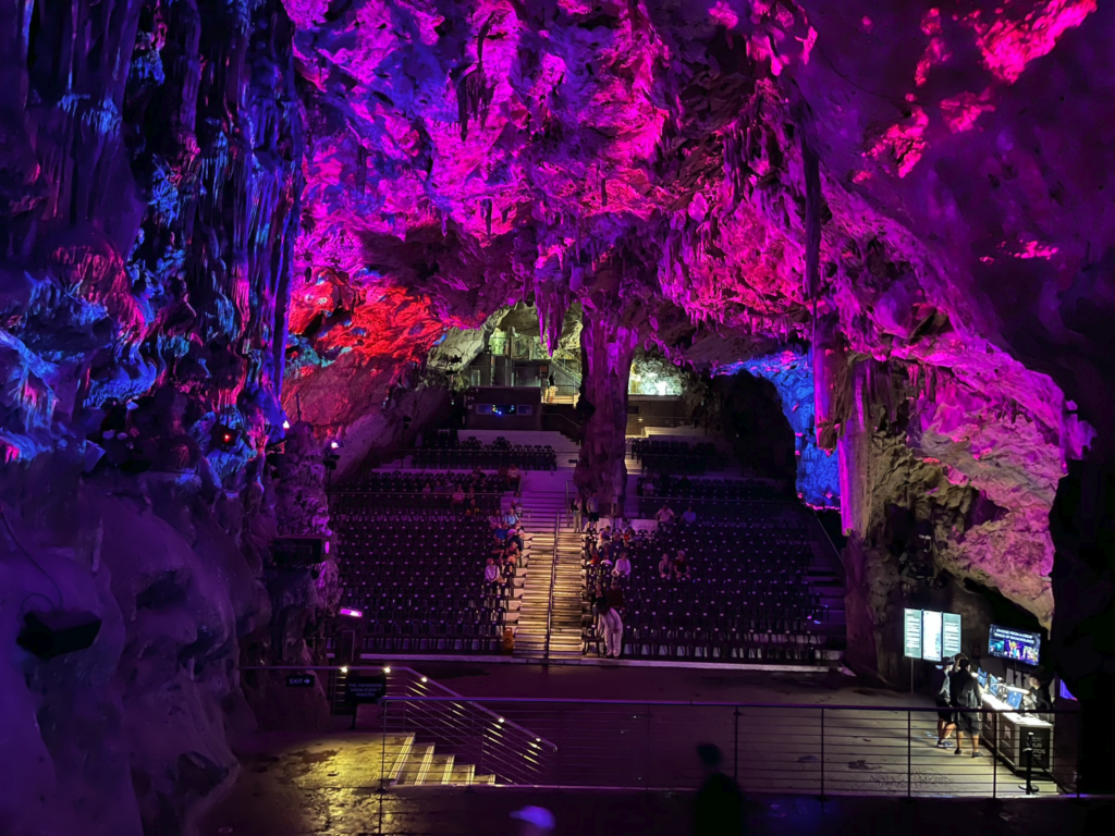 Laser light show at St. Michael’s Cave on The Rock of Gibraltar