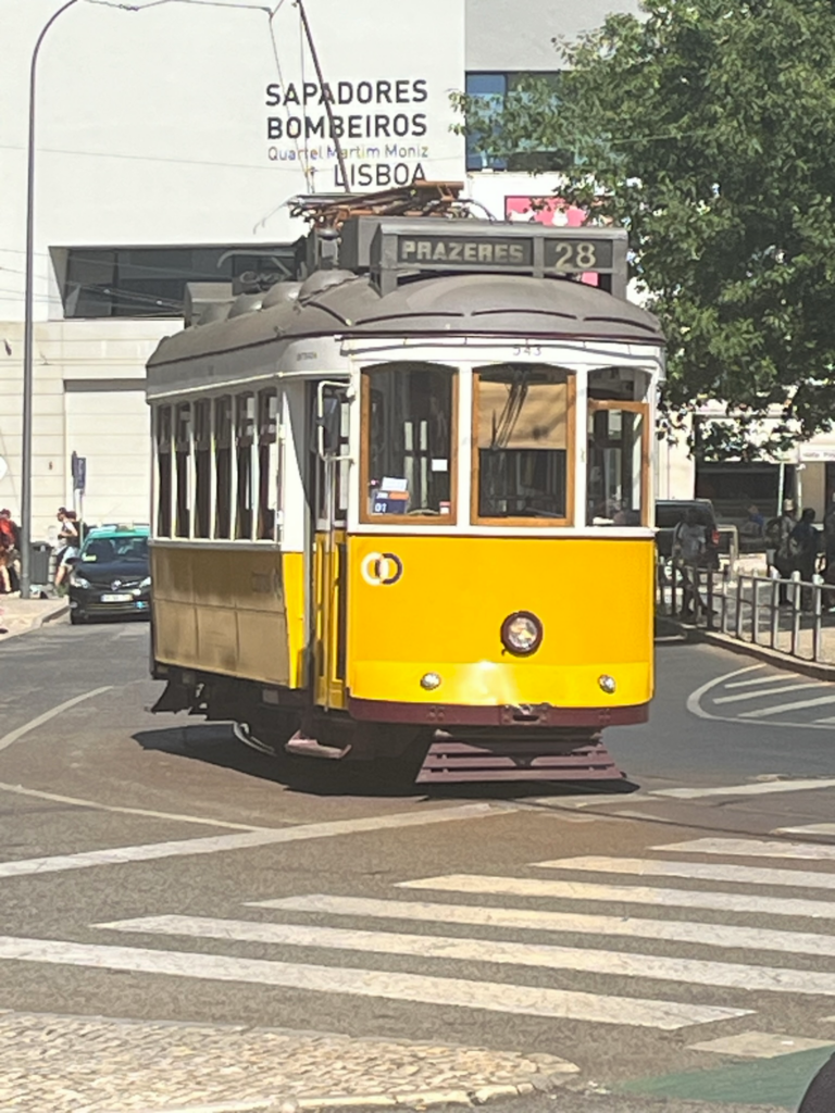a streetcar tram in Lisbon Portugal