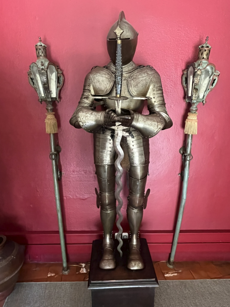 Suit of armor at Pousada do Costelo de Obidos Hotel in Obidos Portugal