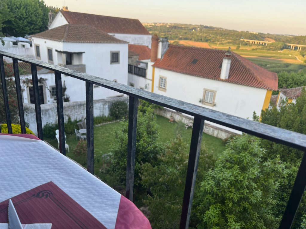 view from balcony of Alcaide Restaurant in Obidos Portugal