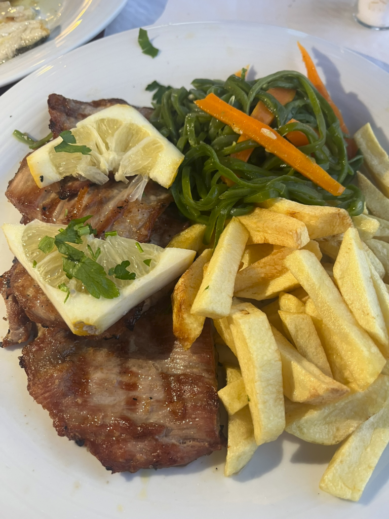 Iberico secreto at Alcaide Restaurant in Obidos Portugal