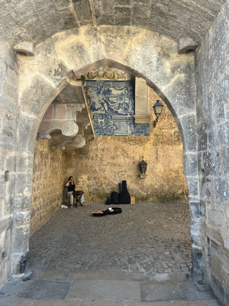 inside the wall of Castelo de Obidos in Obidos Portugal